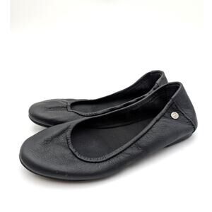 Minnetonka Anna Ballerina Flat Shoes Slip-On Women's Black Size US5 EU35.5